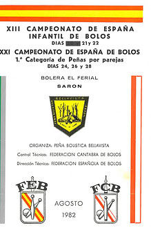 Cpto. de España Parejas y Cpto. Infantil Bolo Palma 1982